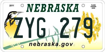 NE license plate ZYG279