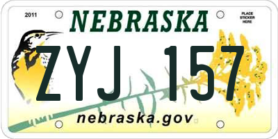 NE license plate ZYJ157