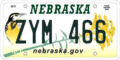 NE license plate ZYM466