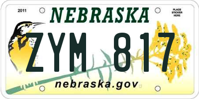 NE license plate ZYM817