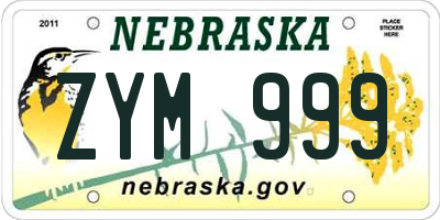 NE license plate ZYM999