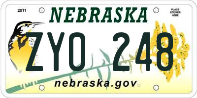 NE license plate ZYO248