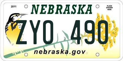 NE license plate ZYO490