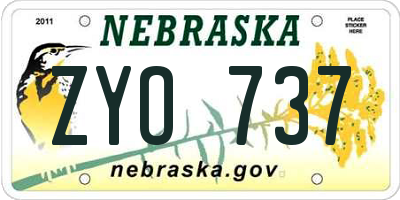 NE license plate ZYO737