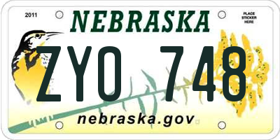 NE license plate ZYO748