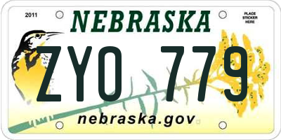 NE license plate ZYO779