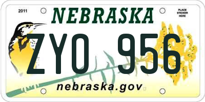 NE license plate ZYO956