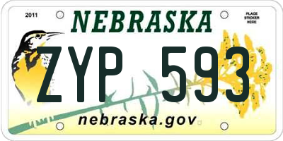NE license plate ZYP593
