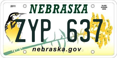 NE license plate ZYP637