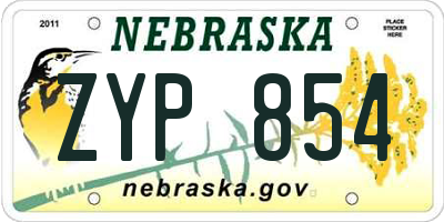 NE license plate ZYP854