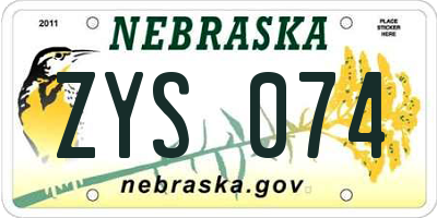 NE license plate ZYS074