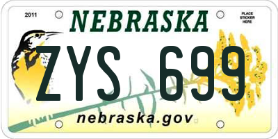 NE license plate ZYS699