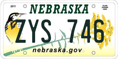 NE license plate ZYS746