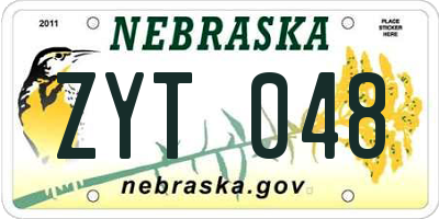 NE license plate ZYT048