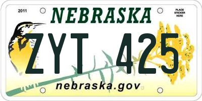 NE license plate ZYT425