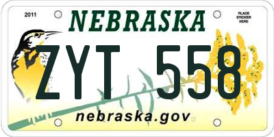 NE license plate ZYT558