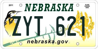 NE license plate ZYT621