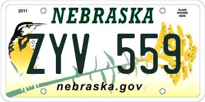 NE license plate ZYV559