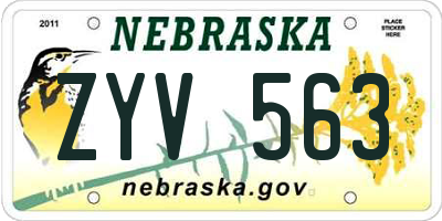 NE license plate ZYV563