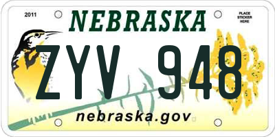 NE license plate ZYV948