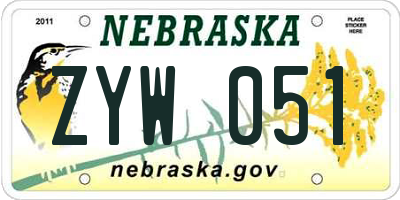 NE license plate ZYW051
