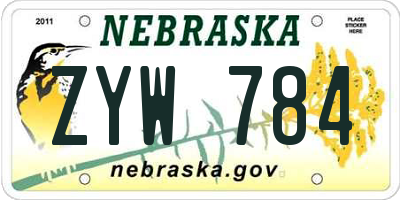 NE license plate ZYW784