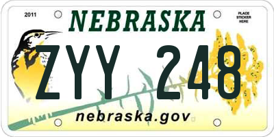 NE license plate ZYY248