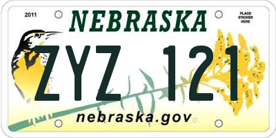 NE license plate ZYZ121