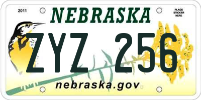 NE license plate ZYZ256