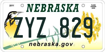 NE license plate ZYZ829