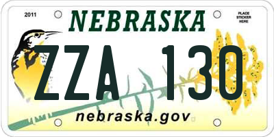 NE license plate ZZA130