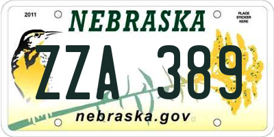 NE license plate ZZA389