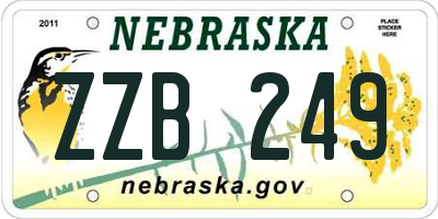 NE license plate ZZB249