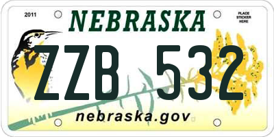 NE license plate ZZB532