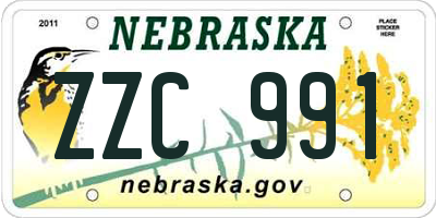 NE license plate ZZC991