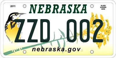 NE license plate ZZD002