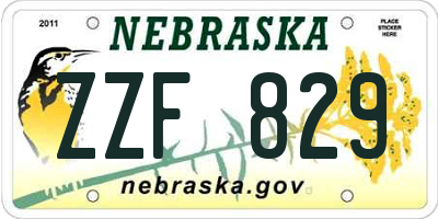 NE license plate ZZF829