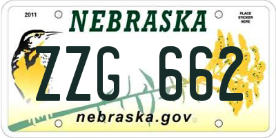NE license plate ZZG662