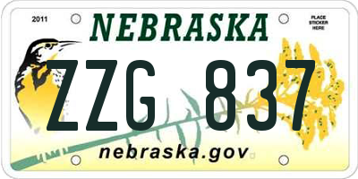 NE license plate ZZG837