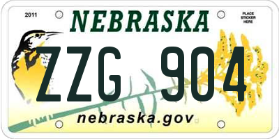 NE license plate ZZG904