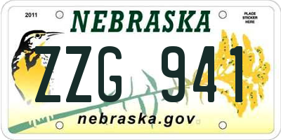 NE license plate ZZG941