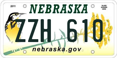 NE license plate ZZH610