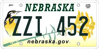 NE license plate ZZI452
