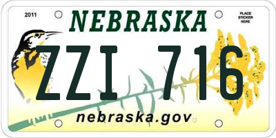 NE license plate ZZI716
