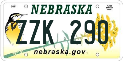 NE license plate ZZK290