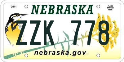 NE license plate ZZK778