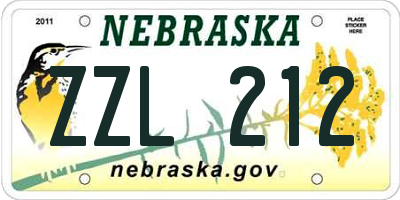 NE license plate ZZL212