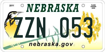 NE license plate ZZN053