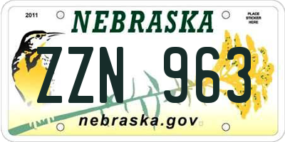 NE license plate ZZN963
