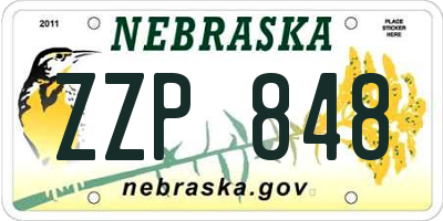 NE license plate ZZP848